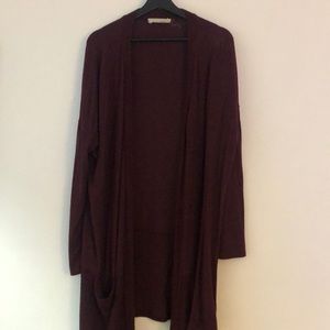 Long maroon cardigan